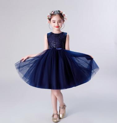 China anti-wrinkle high quality wholesale Anti-wrinkle bow birthday ball kids lace up summer beaded sleeveless girl's piece dress for sale