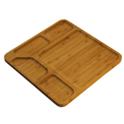 China Sustainable Exquisite Structure Manufacturing Handmade Crafted 5 Grids Kids Dinner Plates Bamboo Food Tray for sale