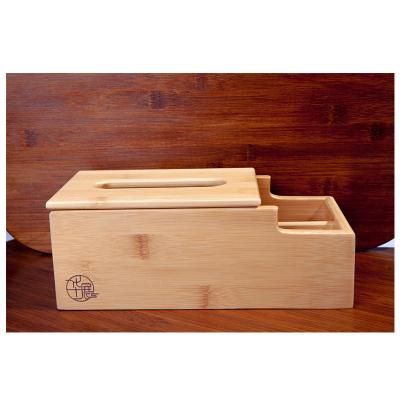 China Multi-Functional Goods Using New Design Multi-Function Tissue Box Desktop Custom Bamboo Organizer For Household Items for sale