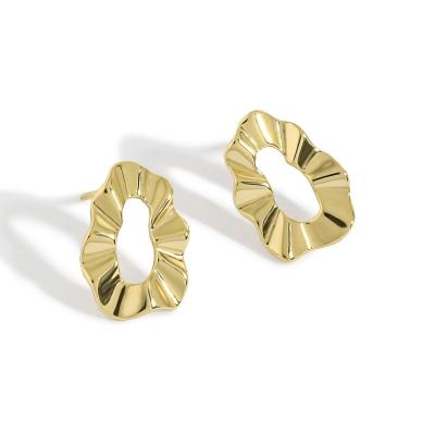 China Cute Geometry Hollow Around Wave Paper 925 Sterling Silver Stud Earrings for sale