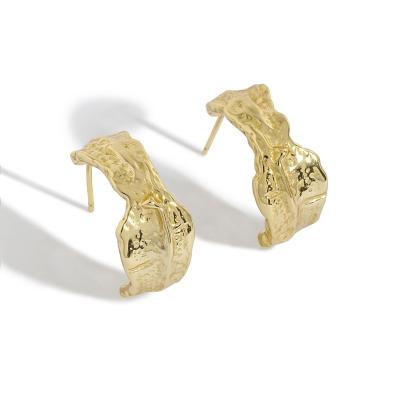 China Cute Irregular Tin Foil C Shape 925 Sterling Silver Stud Earrings for sale