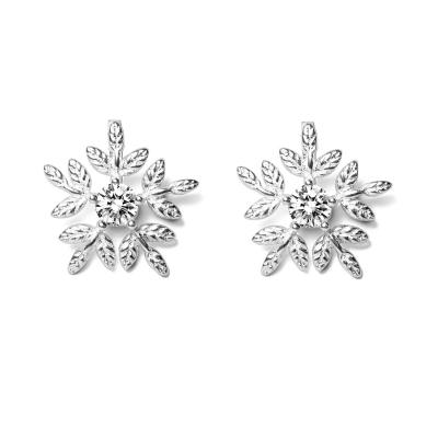 China Fashion 925 Sterling Silver White CZ Five Snowflake Christmas Stud Earrings for sale