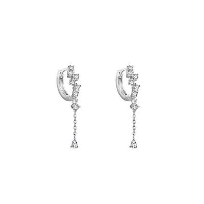 China Stylish Casual/Sporty Tassel CZ S925 Sterling Silver Hoop Dangle Water Drop LeverbackEarrings for sale