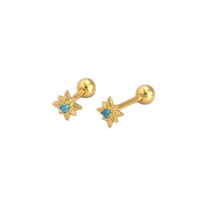 China Casual/Sporting CZ Eight Star Mini Pointed Screw 925 Sterling Silver Stud Earrings for sale