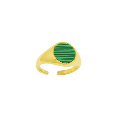 China Stylish Hyperbola Circle Created Malachite 925 Sterling Silver Adjustable Ring for sale