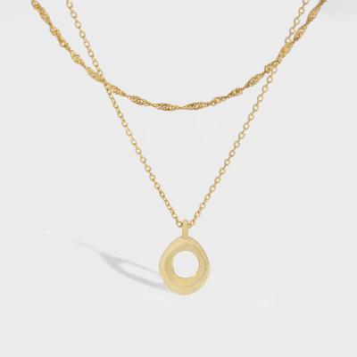 China Casual/Sporty Modern Double Layered Initial Circle 925 Sterling Silver Necklace from Singapore for sale