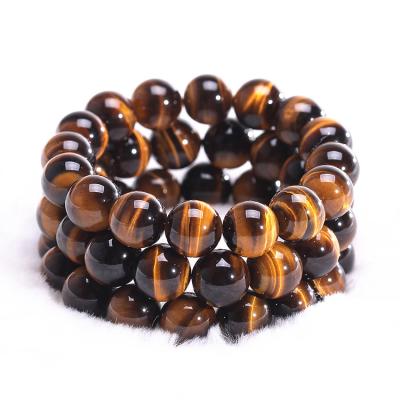 China Trendy Natural Gemstone Bracelet Natural Yellow Tiger Eye Bead 925 Sterling Silver Women Mens Bracelet for sale