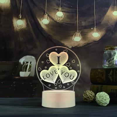 China Modern Creative Desk Table Decoration Lamp 3D Heart Night Light Love for sale