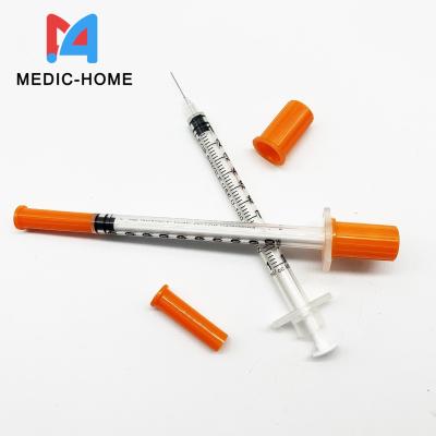 China 1.0 ml 0.5 ml u40 insulin syringe with needle CE ISO Various Size U100 U50 U30 en venta