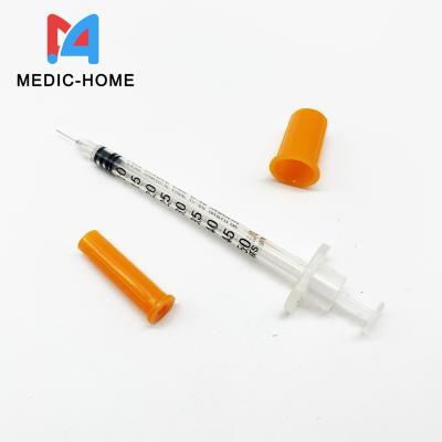 China 1cc 31 gauge insulin syringe  with needle CE ISO U100 ISO13485 en venta