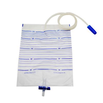 China 2000ml PVC Disposable Urinary Drainage Bag With T-Valve And Cross Valve Te koop