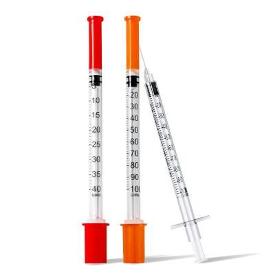 China Sterile Disposable Medical Insulin Syringe with Fixed Needle U-40/U-100 0.3ml/0.5ml/1.0ml FDA CE ISO for sale