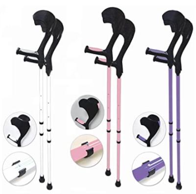 China CE-MDR Modern Comfort Safety Non Slip Rubber Plastic Grip Black Adjustable Forearm Forearm Hand Crutch for sale