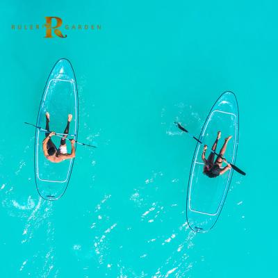 China Resort & Tour Crystal Clear Boat Heavy Duty Clear Boat 2 Person Bottom Paddle Fishing Transparent Boat Canoe for sale