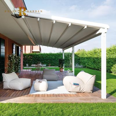 China 100% PVC Motorized Waterproof Folding PVC Pergola Roof Retractable Pergola Restaurant Awning for sale