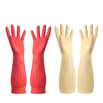 China 38cm Lengthened Multifunctional Cleaning Dish Washing Black Latex Tableware Kitchen Silicone Household Cleaning Rubber Gloves for sale