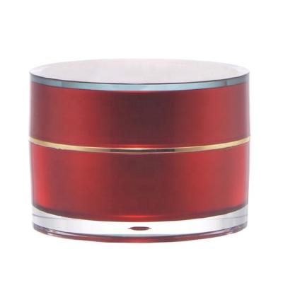 China Cosmetic in Stock 15g 20g 30g 50g Red Double Wall Acrylic Cylinder Jar Skin Care Container Plastic Packaging Face Cream Cream Packaging for sale