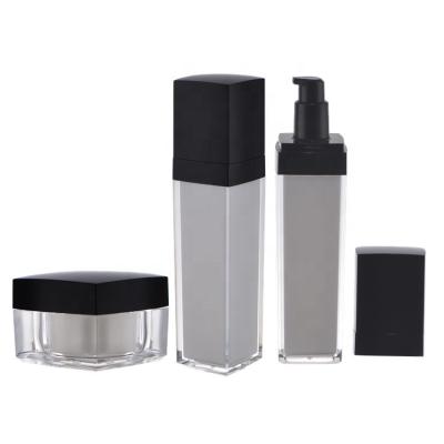 China 15ml 30ml 50ml 100ml 120ml Cosmetic Plastic Clear Cosmetic Bottle Matte Cap Skincare Serum Container Square Lotion Pump Container for sale