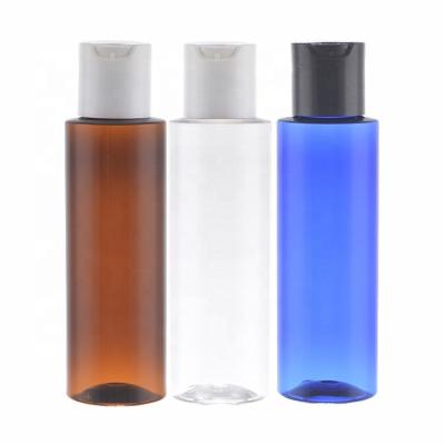 China 100ml PET Cosmetic Eco-Friendly Plastic Bottle With Disc Top Cap Flat Shoulder Customize Color Cosmetic Toner Bottle Skin Care Container for sale