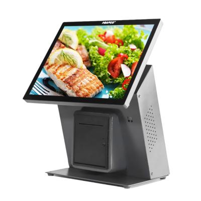 China Latest Hot Sale Full Metal Black POS System Capacitive Touch Screen with VFD Customer Display à venda