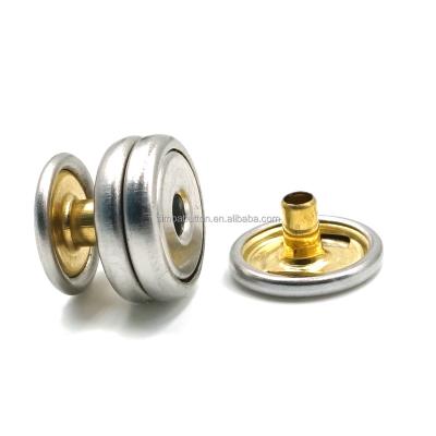 China Magnetic Snap Button 2022 NEW Paintable Brass Buttons 15mm Four-Part Metal Button Snap Fastener For Clothes for sale