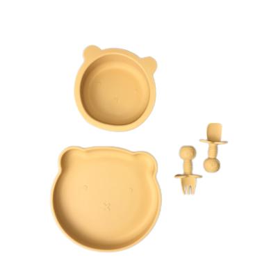 Chine L'ours durable de silicone d'ensemble de Mini Suction Plate And Bowl forment pour l'alimentation de bébé à vendre