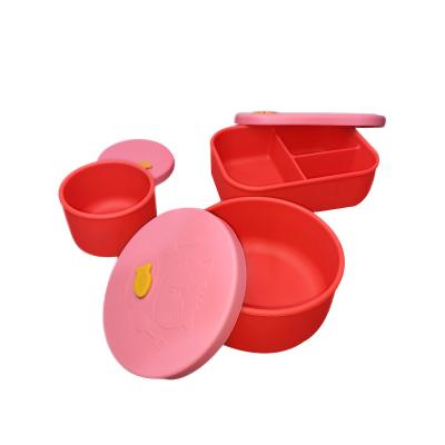 China De duurzame 3pcs-Siliconebaby het Voeden Verdelers van de Reeks niet Giftige Plaat voor Voedsel Te koop