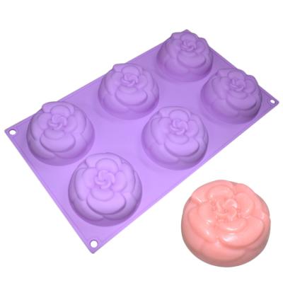 China Las flores hechas a mano de las cavidades del molde 6 del jabón del silicón del rasgón anti forman para la decoración de la torta en venta