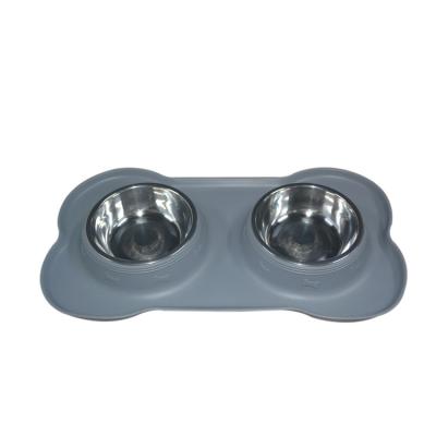 China Doppelpack-Silikon-Haustier-Versorgungen fertigten Logo Dog Pet Feeding Bowls besonders an zu verkaufen