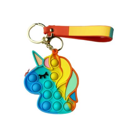 China OEM ODM Kids Silicone Fidget Toys , Rainbow Unicorn Popper Purse for sale