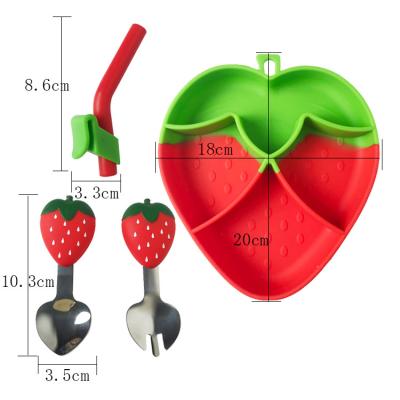 중국 MHC Fruit Design Silicone Baby Feeding Set BPA Free Strawberry Feeding Bowl 판매용