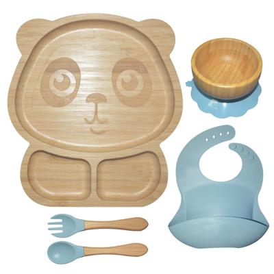 China BPA Free Silicone Baby Feeding Set Divided Suction Bamboo Silicon Baby Plate MHC zu verkaufen