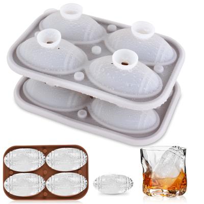 China MHC Factory Wholesale Ice Cube Tray Shapes Funny With Lid Balls 3D Rugby Football Ice Tray zu verkaufen