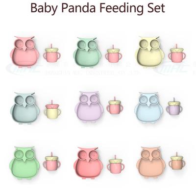 China MHC Owl Baby Feeding Products Silicone Feeding Set Bowl Lid Spoon for Baby Nursing à venda