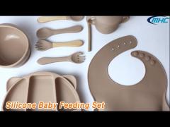 Food Grade Silicone Baby Feeding Set Strong Suction Safety Easy Clean