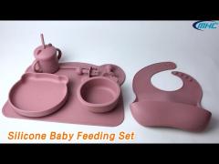 Durable Silicone Baby Feeding Set Suction BPA Free Adorable Safe 6 Pcs