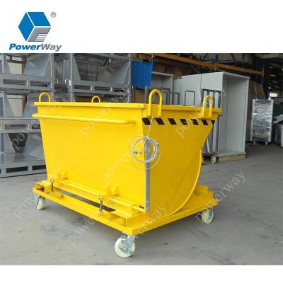 China Building Material Stores Powerway Forklift Attachment Tilting Steel Bins Self Dumping Hoppers for sale