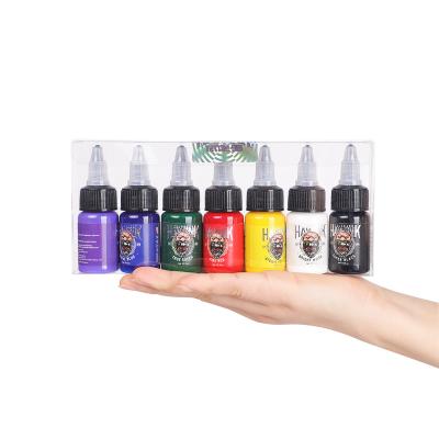 China Body Art Tattoo Hawink Tattoo Supply Manufacturer Custom Logo Body Tattoo Ink 7 Colors 1/2 Ounce Professional Tattoo Dye Ink for sale