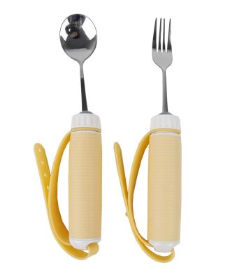 China Wholesale Top Care Weighted Silicone Stainless Steel Silicone Folding Spoon and Fork Custom Foldable Cutlery Set for sale