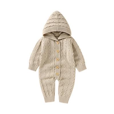 China infant hooded overalls Autumn Winter One-Piece Outfit 0-12M Baby Girl Boy Anti-wrinkle Newborn Romper Pointelle HDKMY925 for sale