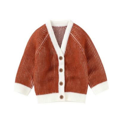 China Autumn Winter Knitwear Jacket Outwear Infant Kids Sweater HDKMY899 Anti-Shrink Cardigan Baby Boy 6-24M Toddler Two-Tone Ribbed for sale