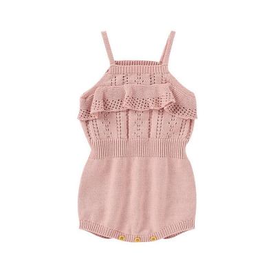 China HDKMY696 Anti-wrinkle Knitwear Newborn Infant Rompers Lace-effect 0-12M Baby Girl Pointelle Ruffles One-Piece Jumpsuit Overalls Outfit for sale