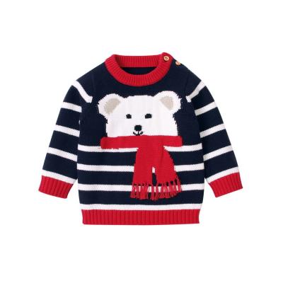 China HDKMY395 White Bear HDKMY395 Toddler Kids Anti-Shrink Baby Boy 6-24M Jumper Infant Stripe Knit Crew Neck Sweater For Autumn Winter for sale