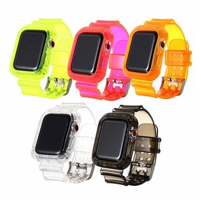 China Popular Fashion TPU Integrated Watch Band Case For Apple Watch Silicone Bands for sale