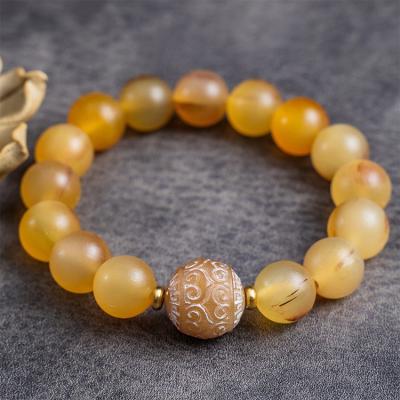 China Handmade Elastic Sheep Horn Bracelet Religious Men Bead Material Beaded Bracelet for sale