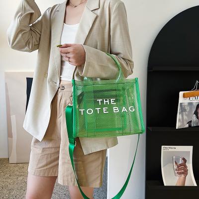 China Transparent PVC Tote Bag, Lady Shoulder Crossbody Travel Beach Zipper Women's Handbags Designer Tote Bag Large Capacity Bag for sale