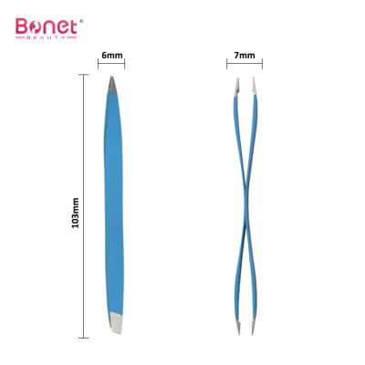 China Best Precision Logo Stainless Steel Double End Customized Fashionable Professional Tipped Tip Volume Eyebrow Tweezers With Tube Packing for sale