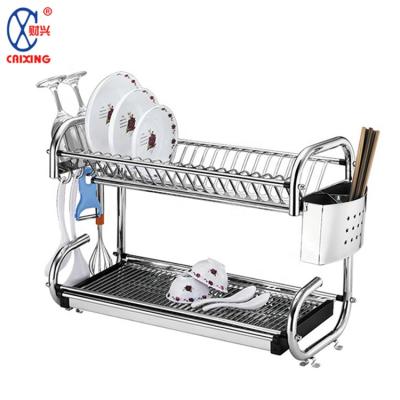 China Cheap Viable Stainless Steel Kitchen Dish Shelf Cutlery Accessories Pull Down 2 Tier Cutlery Rack for sale