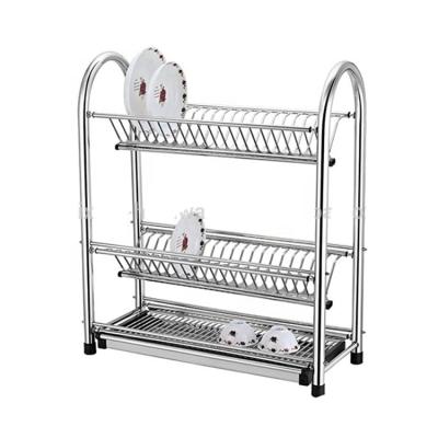 China Sustainable 3 Tier Metal Advanced Kitchen Storage Stainless Steel Plate Dish Drying Rack for sale