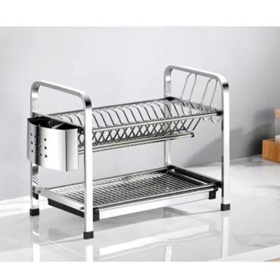 China Sustainable Factory Kitchen 2 Tier Multi-Function Stainless Steel Dish Drying Rack for sale